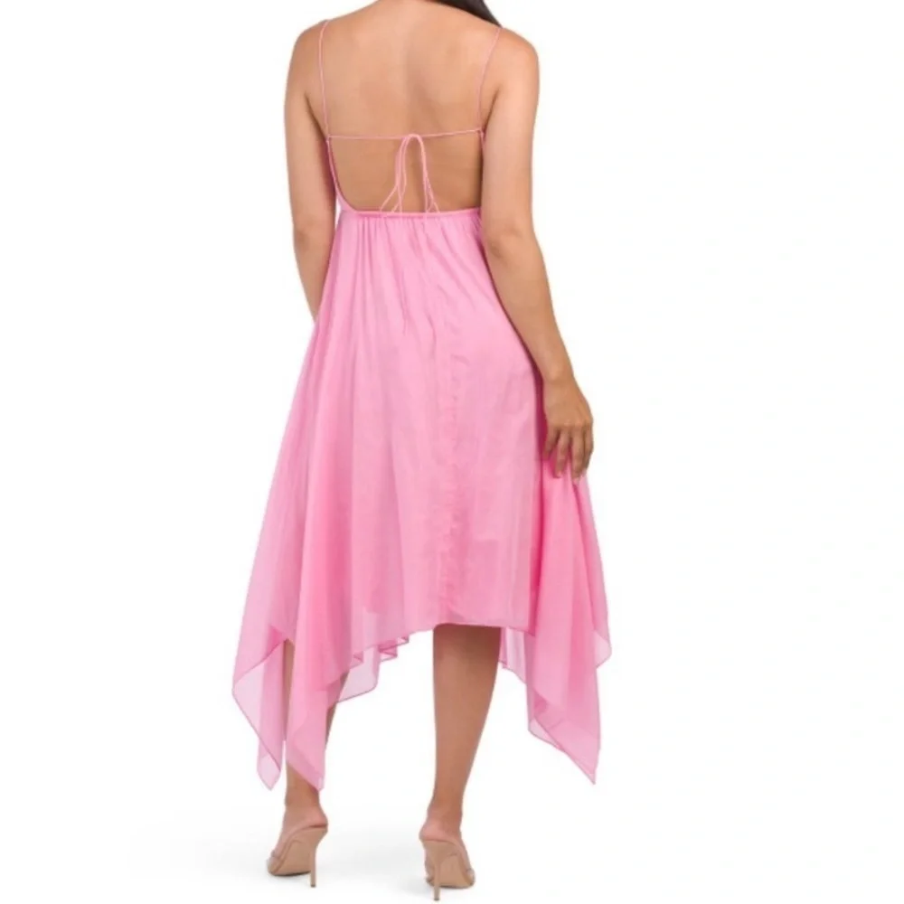 REBECCA TAYLOR Flamingo Pink Handkerchief Dress sz 12 NWT! - Picture 2 of 8